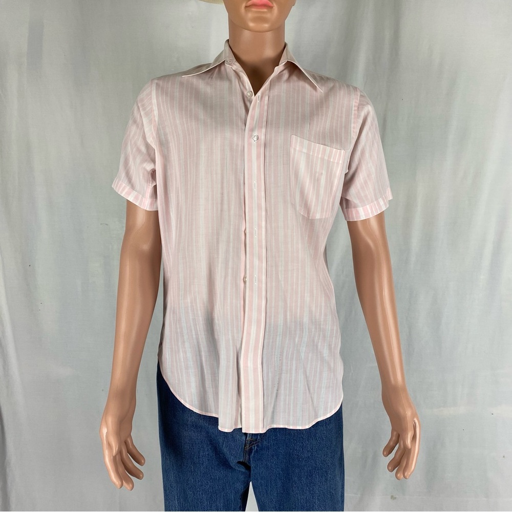 VTG Arrow Brigade medium pink and white pinstripe shirt.